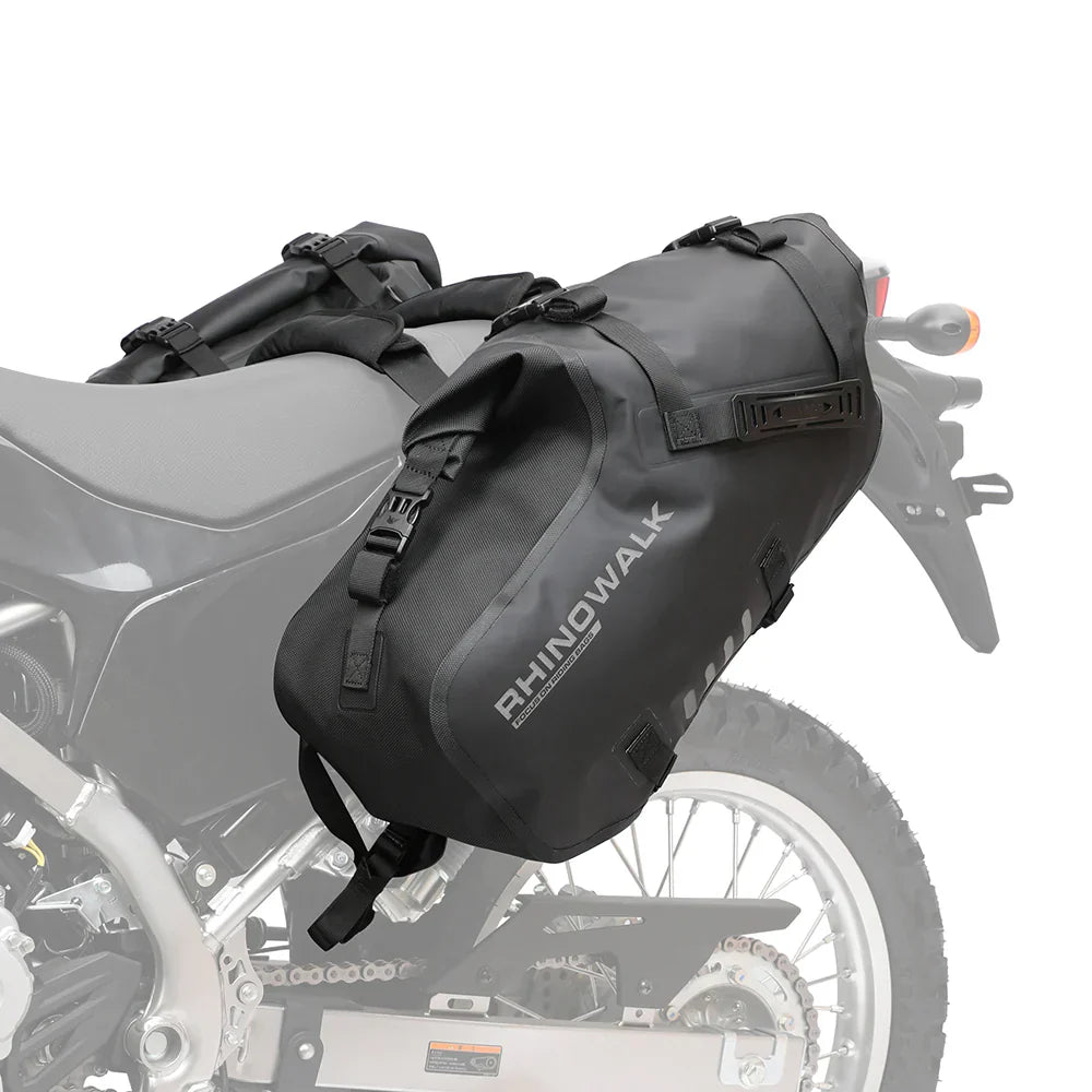 Rhinowalk Motorcycle Waterproof Saddle Bag 48L Bike Tail Seat Luggage for Off/On Road ADV Long Distance Touring (Pair-Set) (MT1448)