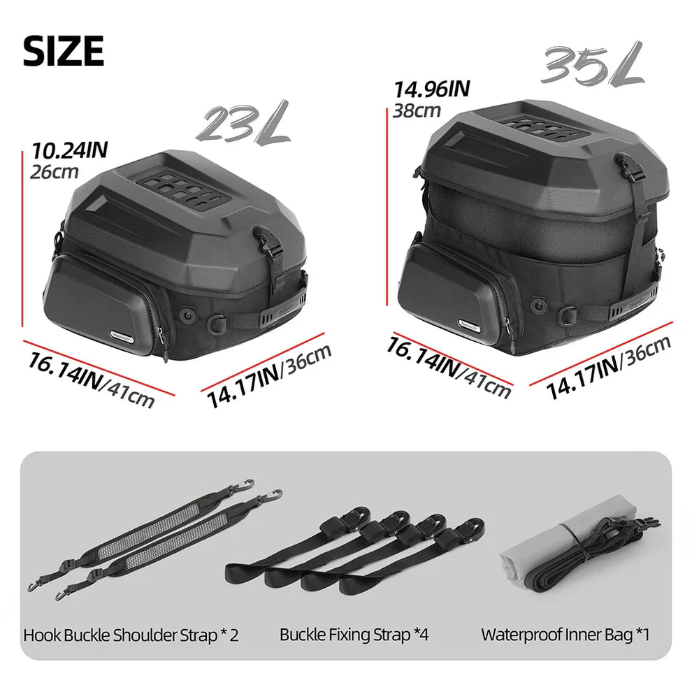 Rhinowalk Motorcycle Tail Bag Waterproof 23L-35L