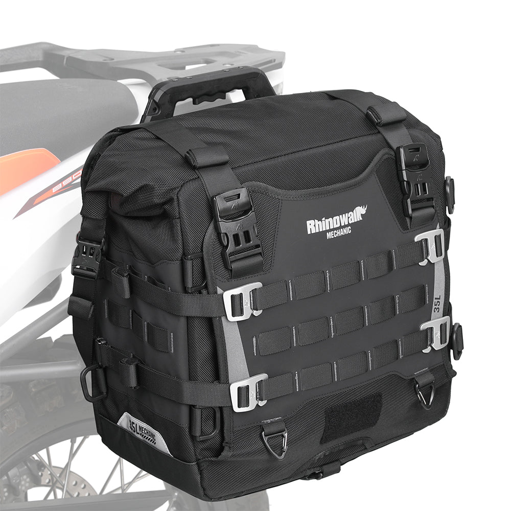 Rhinowalk 35L Motorcycle Quick Release Side Pannier Bag, Motorbike Seat Saddle Tail Bag for ADV Motorcycle Luggages Accessories (MJX2004) Mechanics Series SET OF TWO BAGS WITH ALL THE MOUNTING ACCESSORIES
