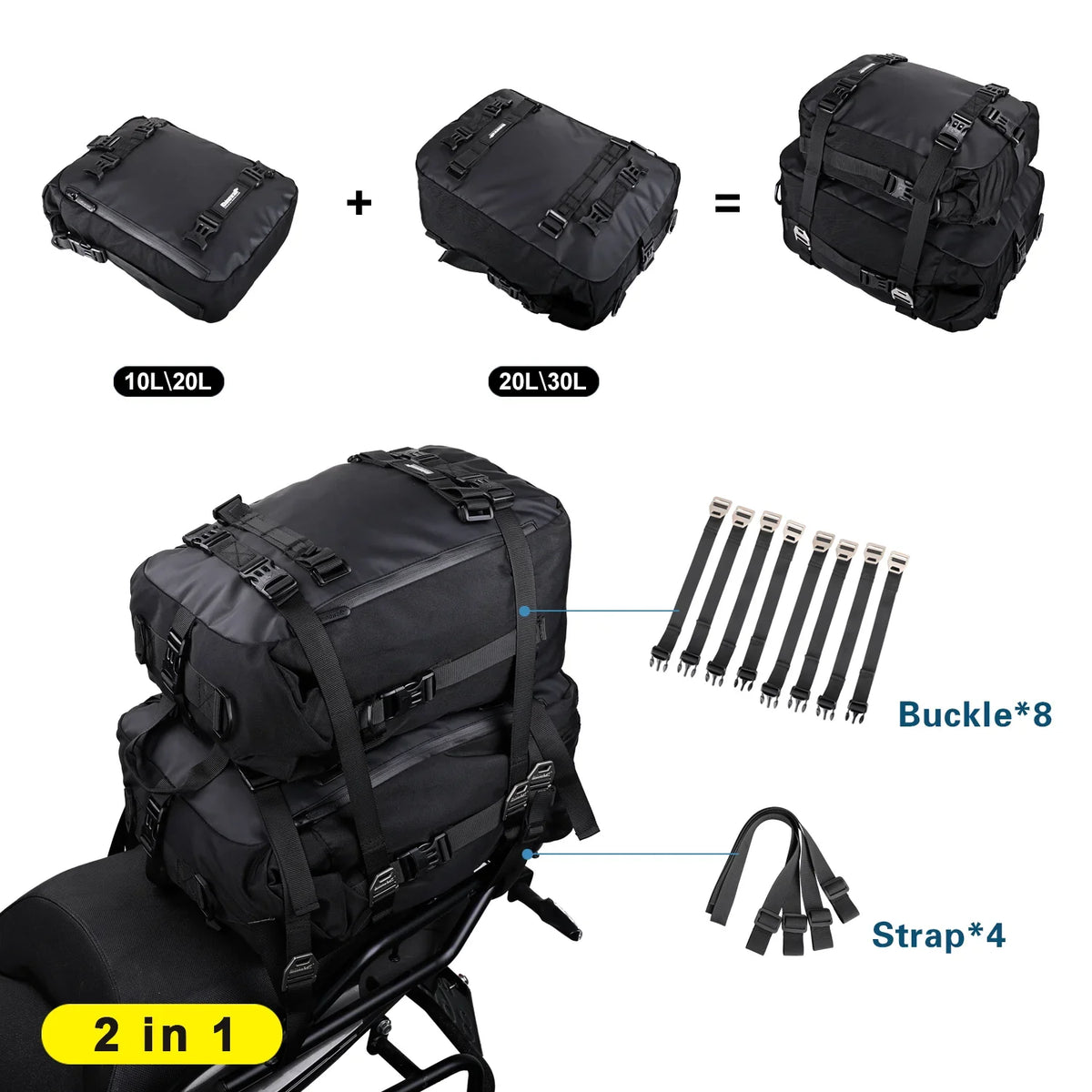 Rhinowalk 10L Motorbike Tail Bag Commuter Sport Motorcycle Seat Bag Urban Motorcycle Side Touring Pack (MT21610)