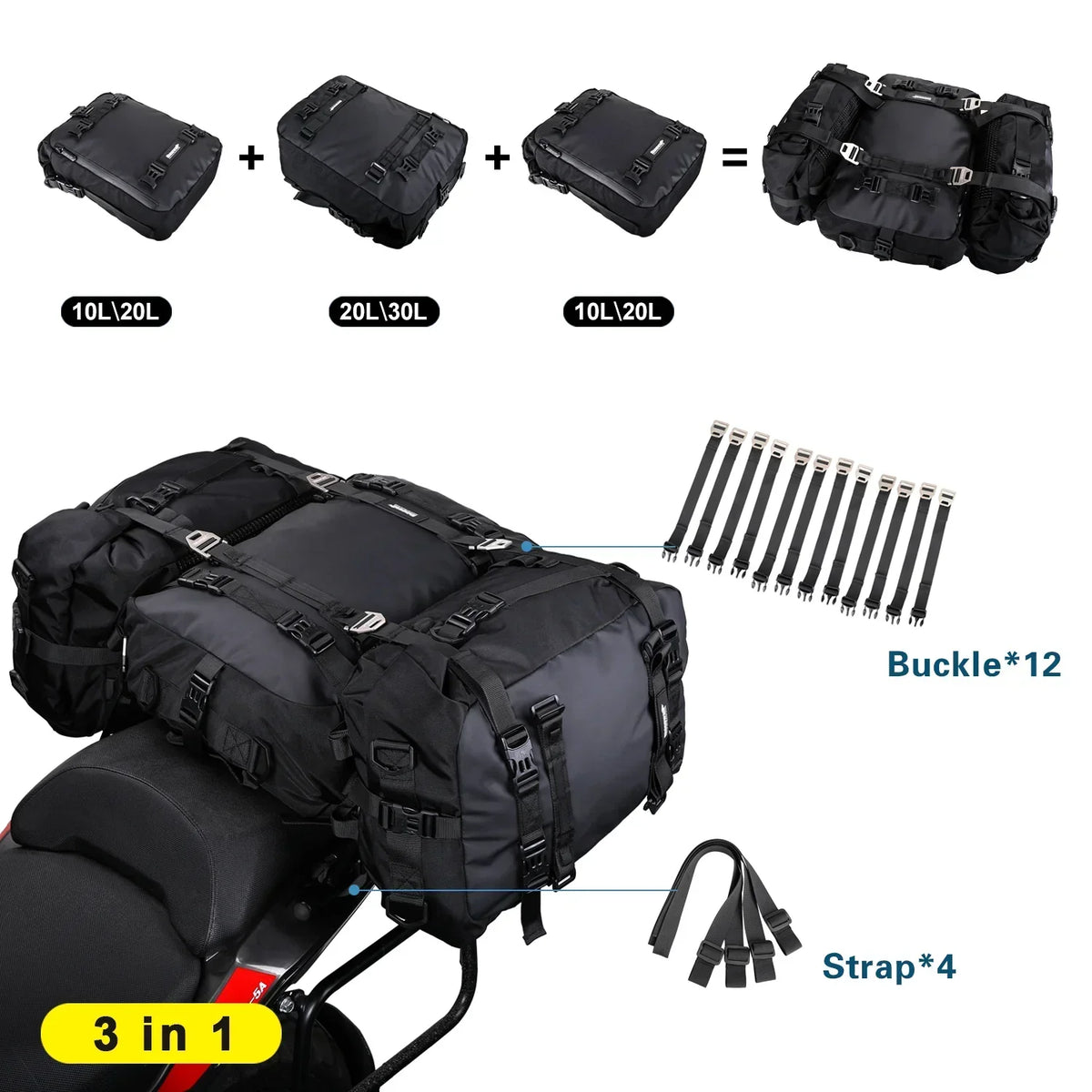 Rhinowalk New 30L Waterproof Motorcycle Pannier Bag (MT21630)