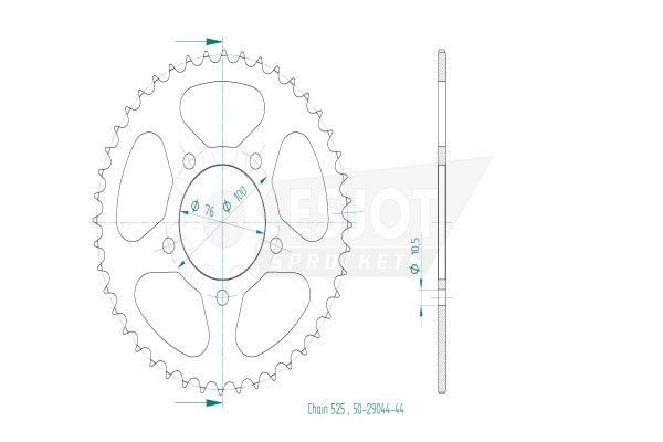 Sprockets Rear (29044-44T) - Esjot
