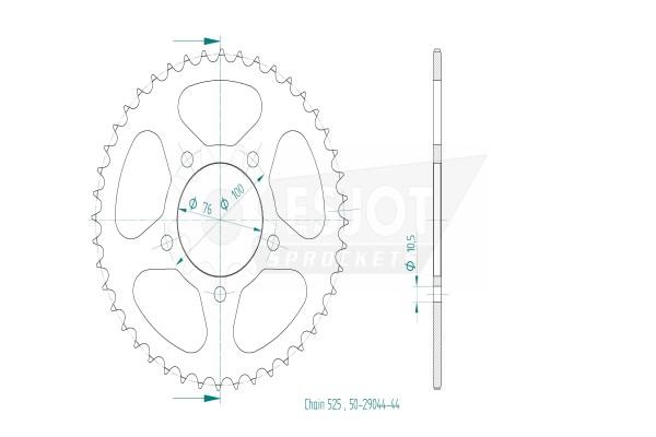 Sprockets Rear (29044-44T) - Esjot