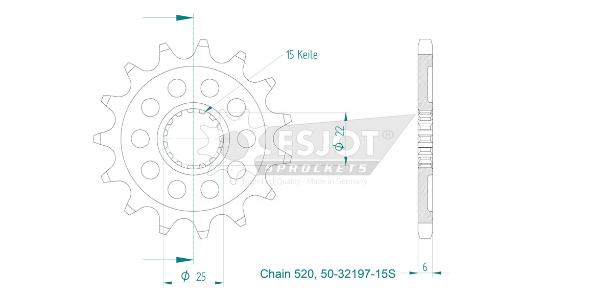 Sprockets Front (32197-15T) - Esjot (Sports)