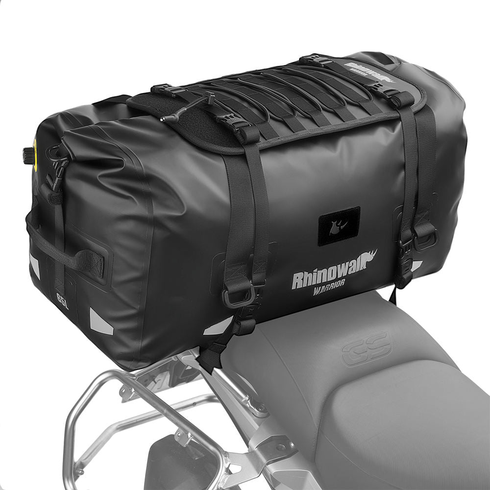 Rhinowalk Warrior Series X 65L Waterproof Motorcycle Roll-Top Duffle Bag Heavy Duty Dry Pack Tail Rear Luggage for Adventure