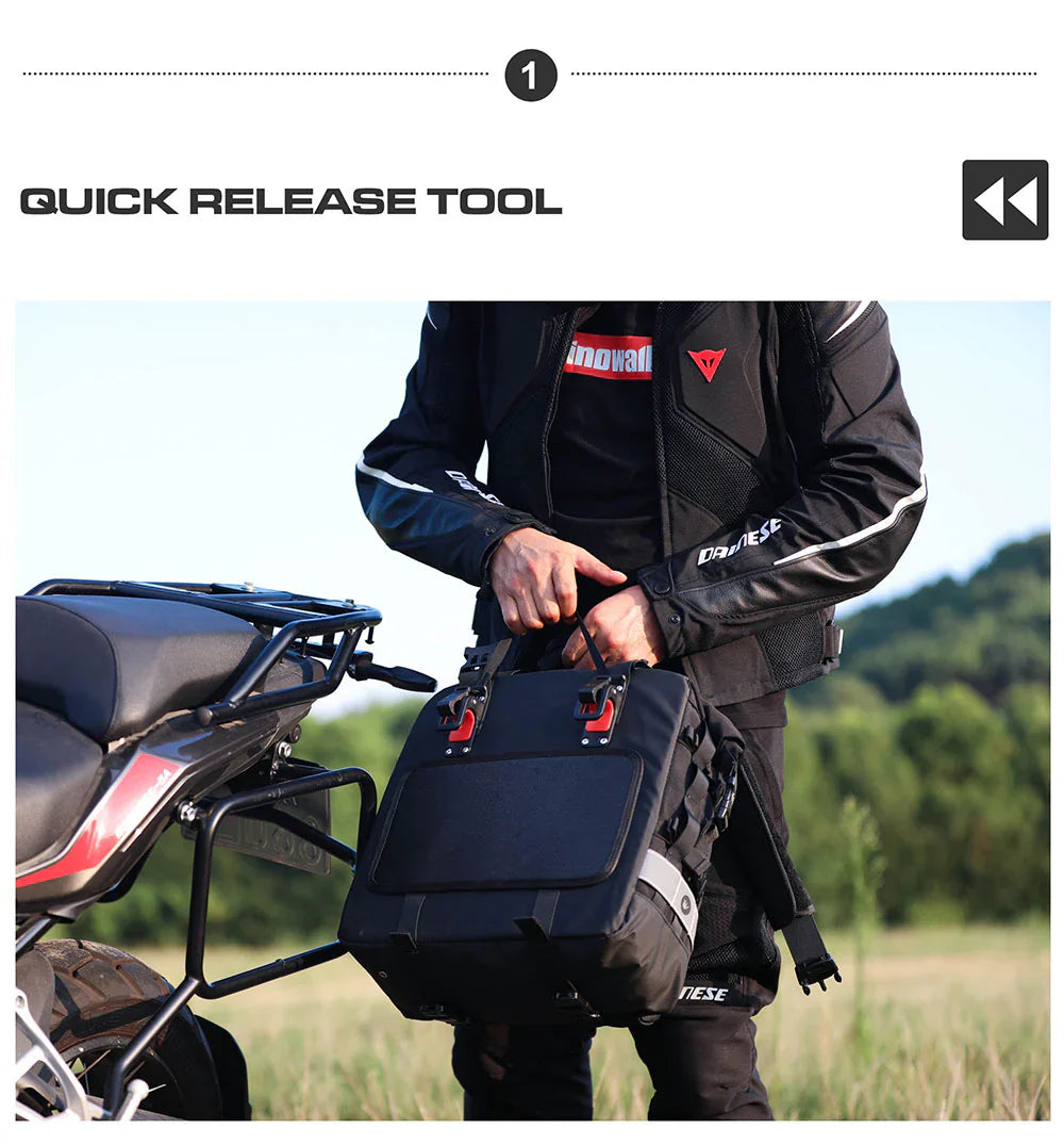 Rhinowalk Motorcycle SaddleBag 20L Sturdy Drift Bike Saddle Seat Side Bag for Motorbike Luggage Touring Adventure (Single Unit) (MT2040)