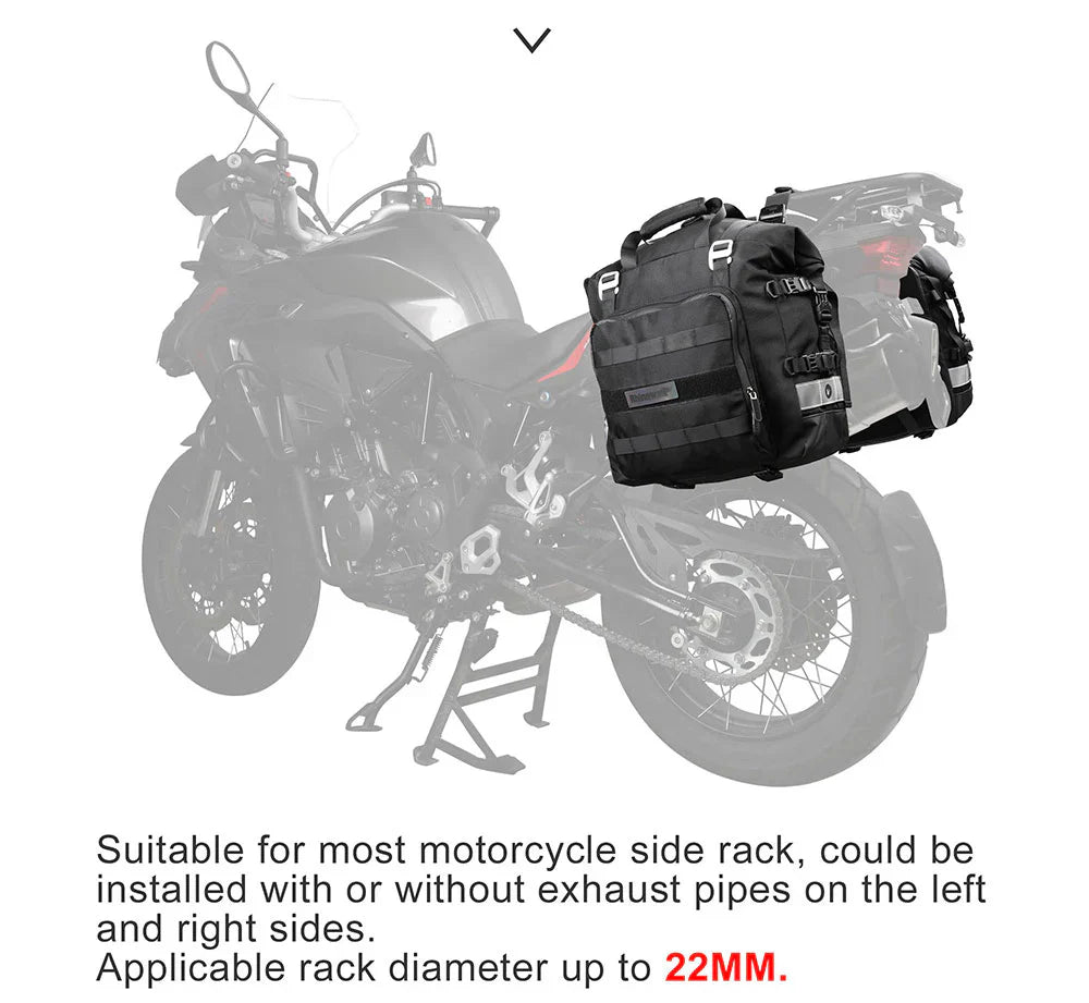 Rhinowalk Motorcycle SaddleBag 20L Sturdy Drift Bike Saddle Seat Side Bag for Motorbike Luggage Touring Adventure (Single Unit) (MT2040)