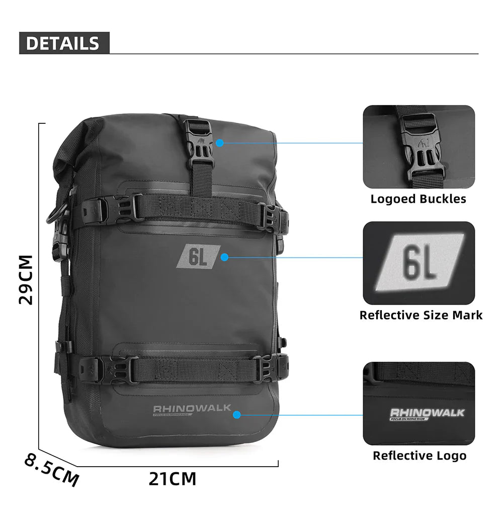 Rhinowalk Crash Bar Dry Bags Waterproof Motorcycle Bag for Crash Bar Motorbike Bumper Bag for Tail Side Seat Motorcycle Pack (Black) (MT2206)