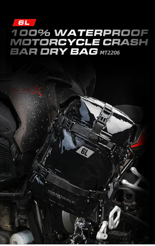 Rhinowalk Crash Bar Dry Bags Waterproof Motorcycle Bag for Crash Bar Motorbike Bumper Bag for Tail Side Seat Motorcycle Pack (Black) (MT2206)
