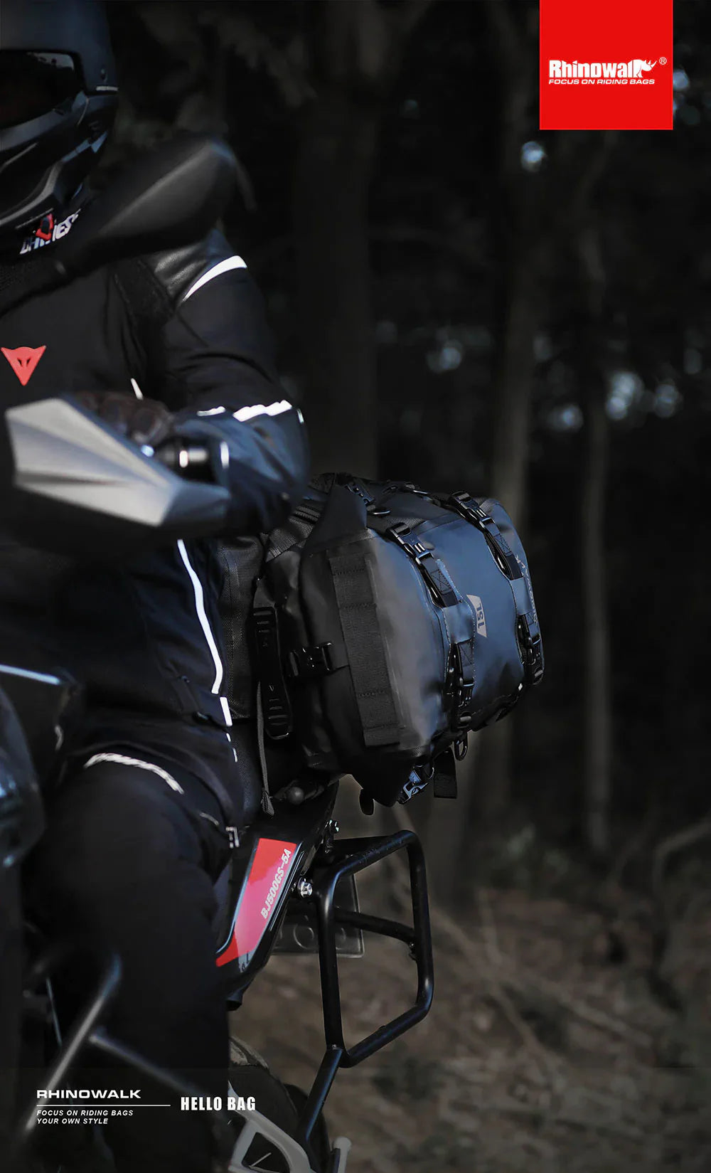 Rhinowalk Motorcycle Backpack 8L Waterproof Motorbike Seat Tail Bag for Adventure Welded Seamless Side Saddle Motopack (MT2208)
