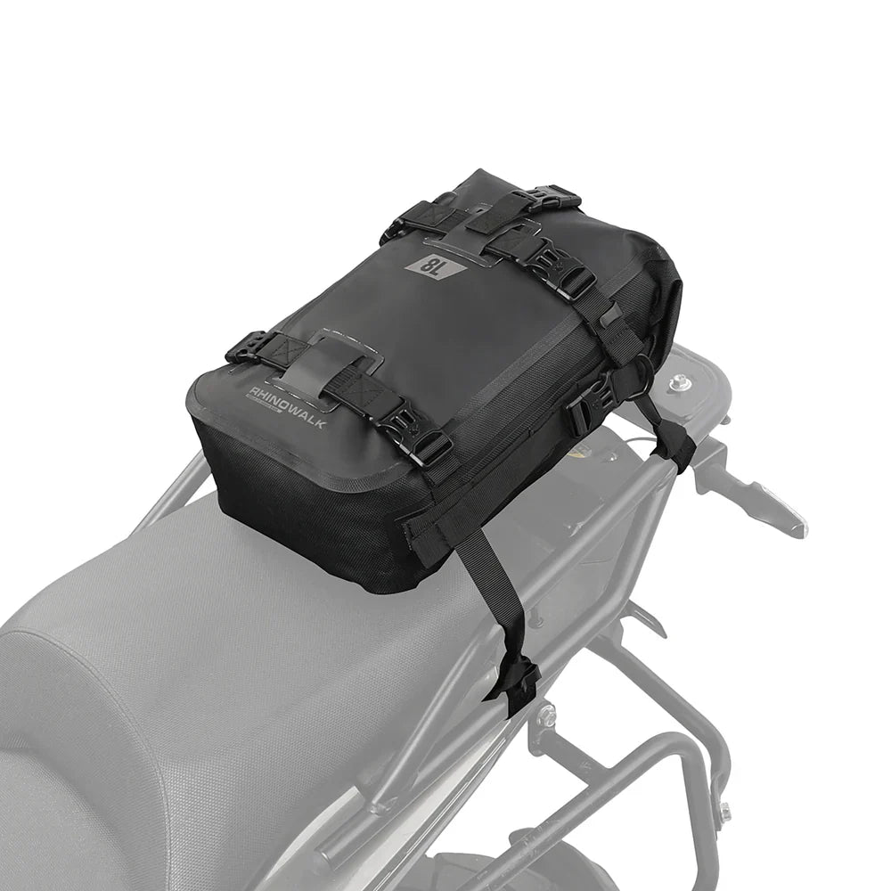 Rhinowalk Motorcycle Backpack 8L Waterproof Motorbike Seat Tail Bag for Adventure Welded Seamless Side Saddle Motopack (MT2208)