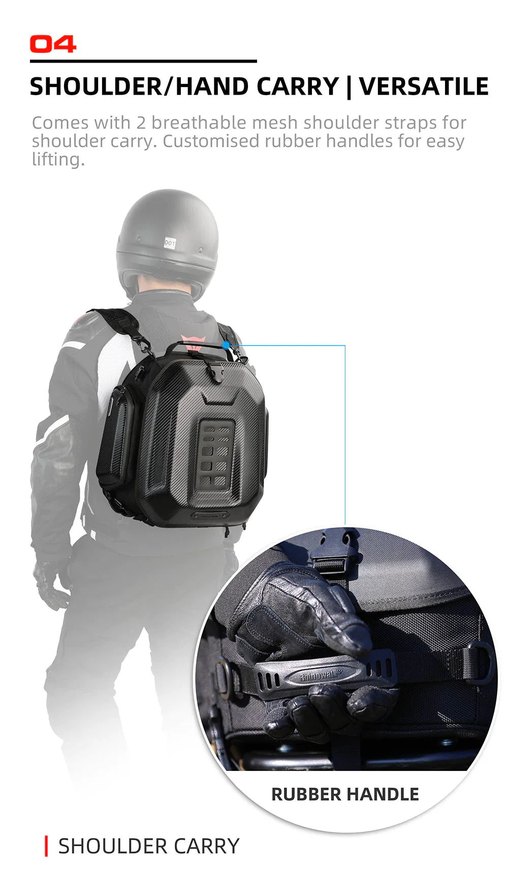 Rhinowalk Hard Shell Tail Bag for Expandable 23L-35L Motorcycle Saddle Tail Seat Bags for Motorbike Luggage Accessory (MT2335)
