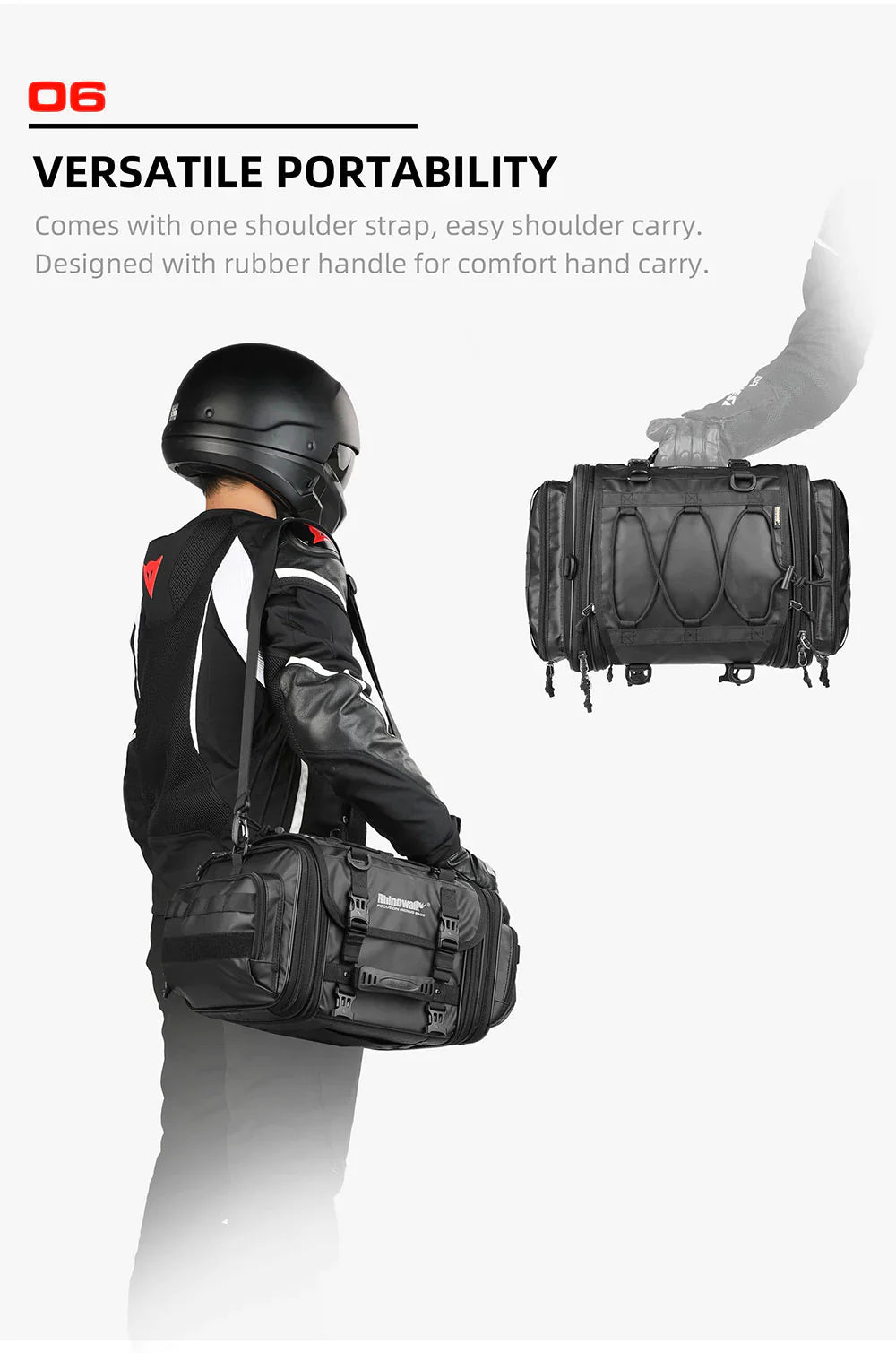 Rhinowalk 19-26L Deluxe Cruiser Tail Bag Motorcycle Tail Trunk Luggage Motorbike Large Capacity Touring Pack for Adventure (MT4026)